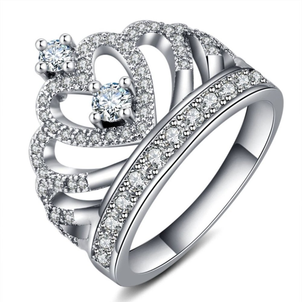 🎁 Fashion Luxury Hollow Crystal Sweet Heart Lovely Ring for Women, PD518